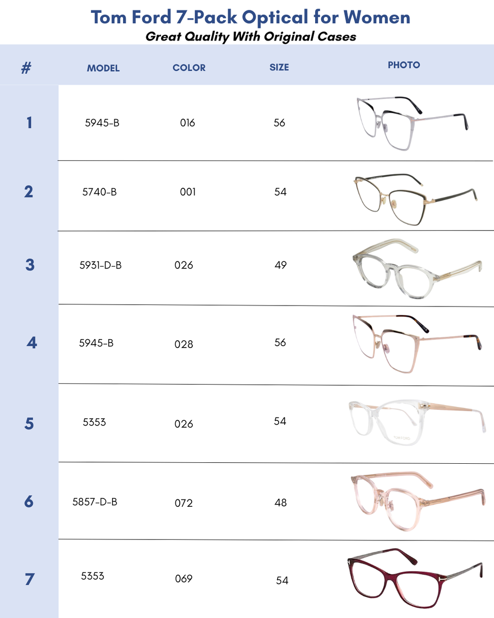 Tom Ford 7-Pack Optical for Women