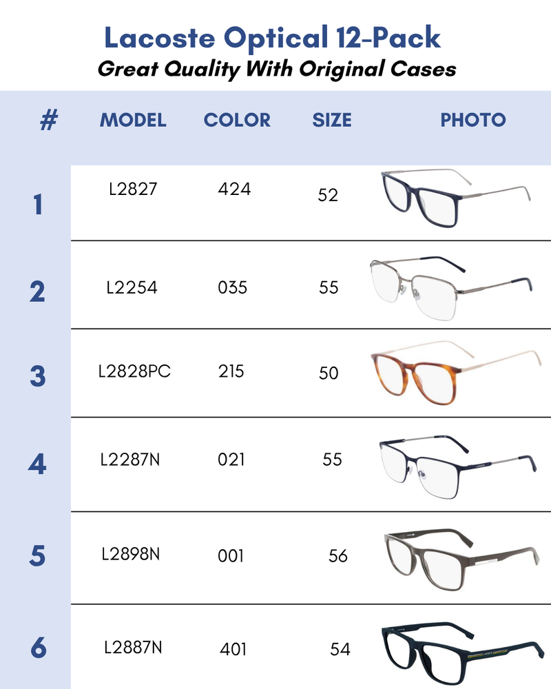 Lacoste Optical 12-Pack