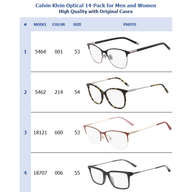 Calvin Klein Optical 14-Pack