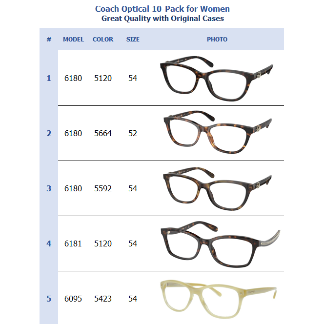 Coach Optical 10-Pack