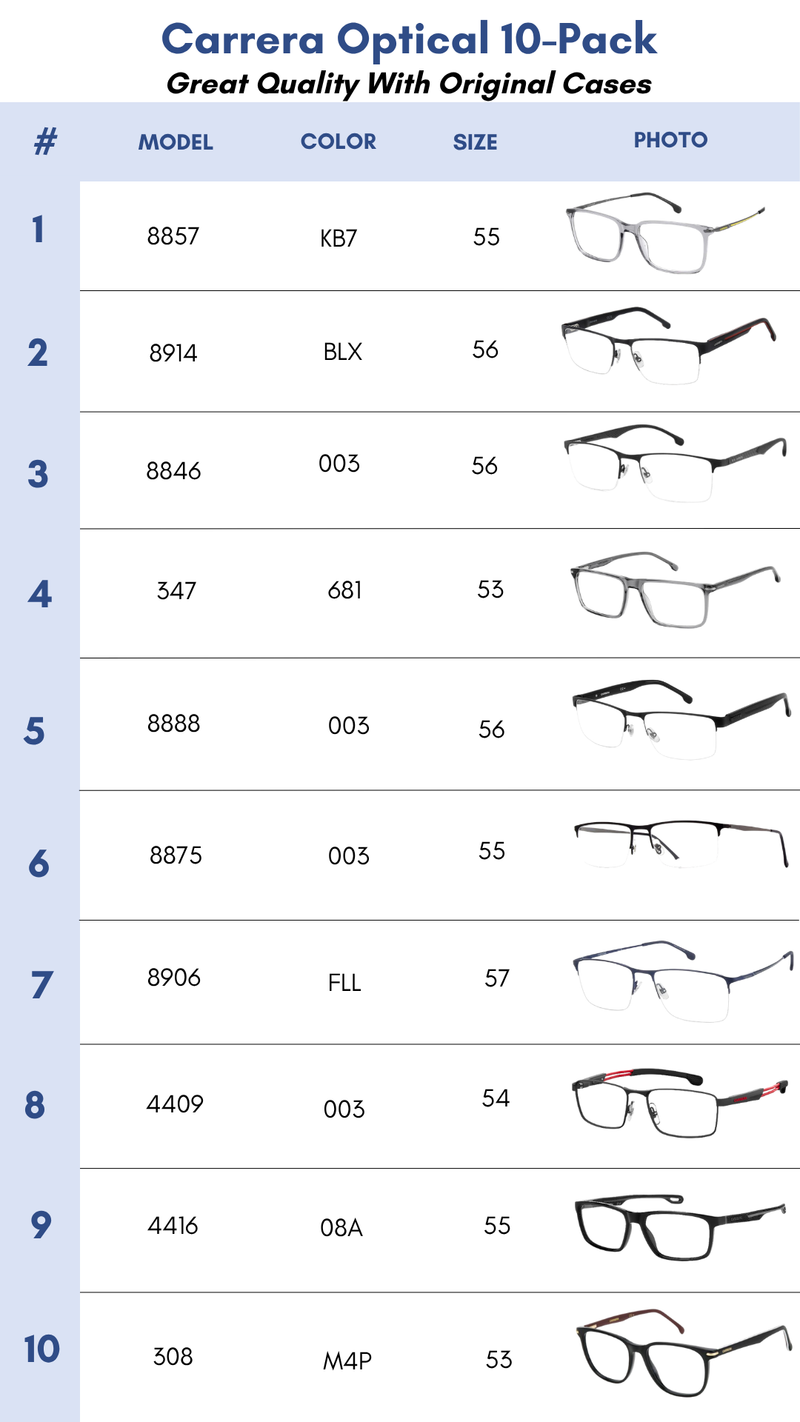 Carrera Optical 10-Pack for Men