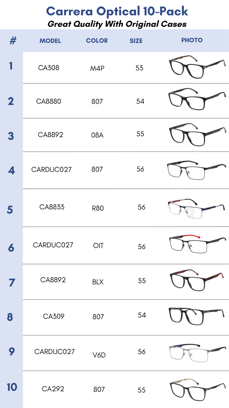 Carrera Optical 10-Pack for Men