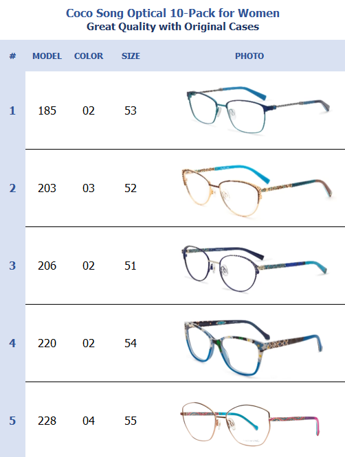 Coco Song Optical 10-Pack for Women