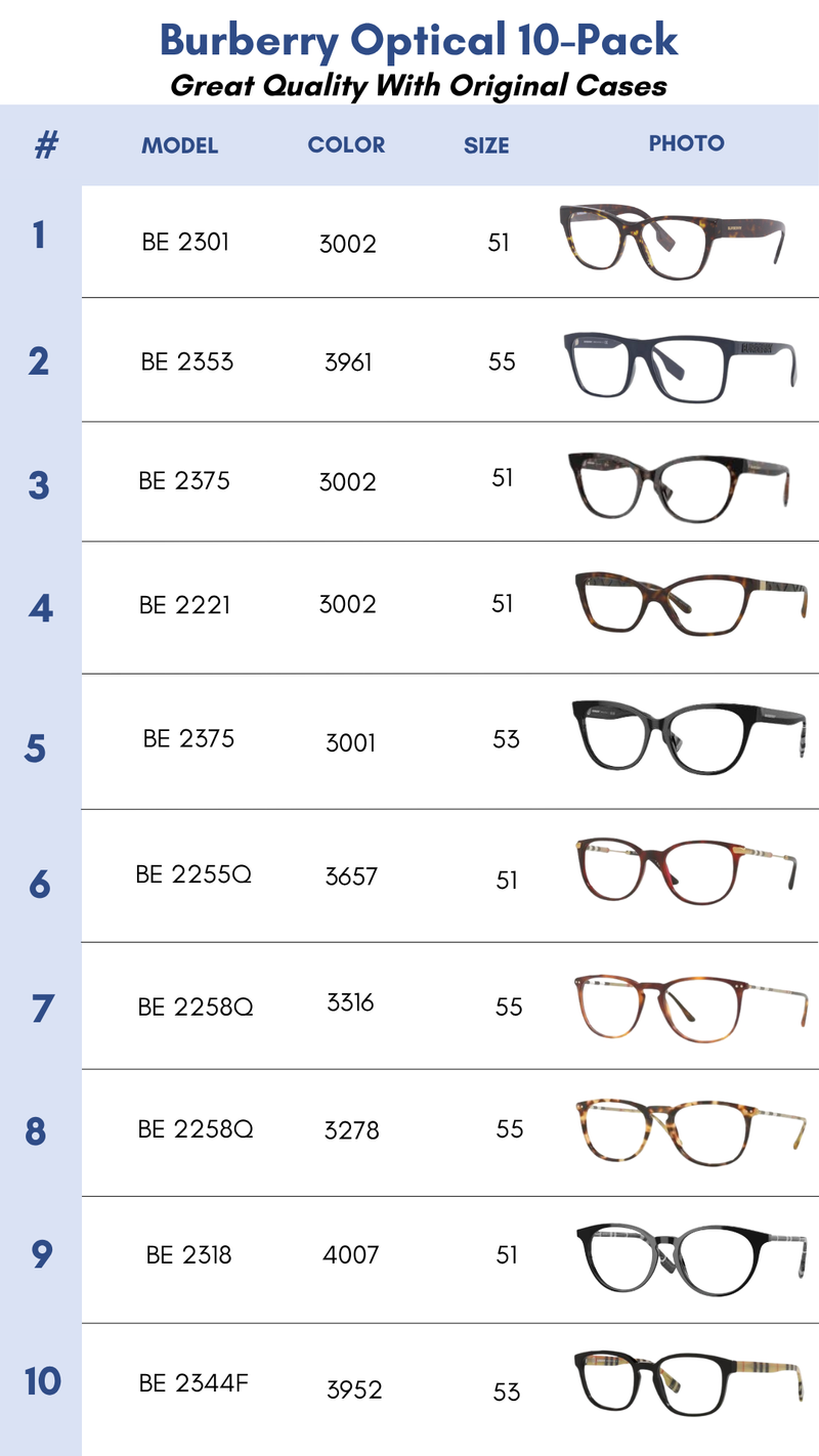 Burberry Optical 10-Pack