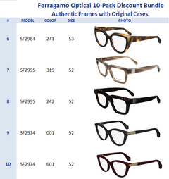 Ferragamo Optical 10-Pack Discount Bundle