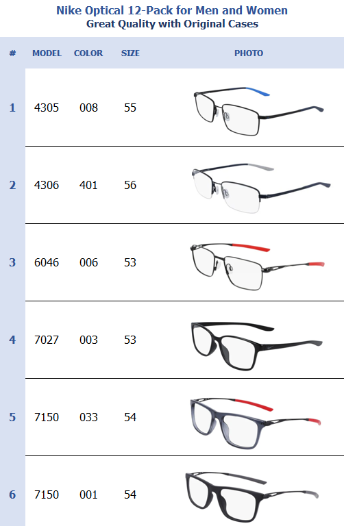 Nike Optical 12-Pack for Men and Women