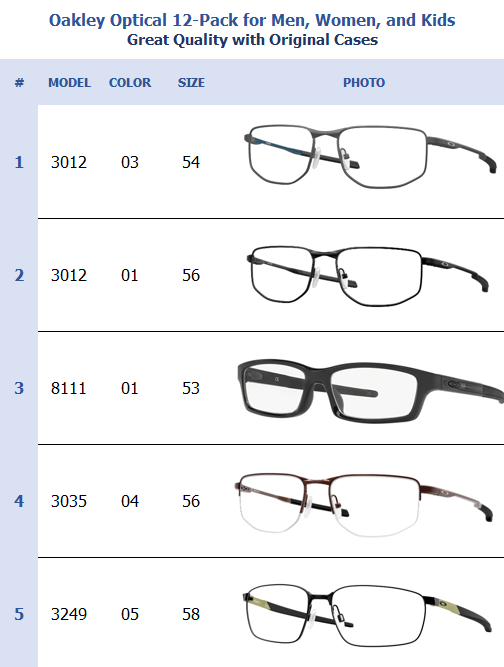 Oakley Optical 12-Pack for Men, Women, and Kids