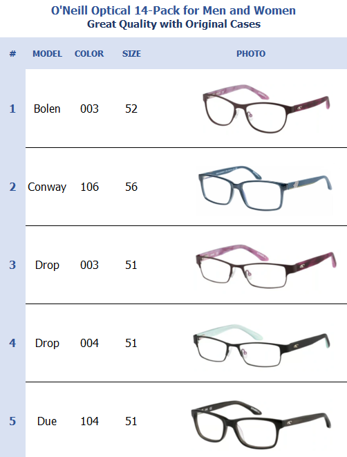O'Neill Optical 14-Pack for Men and Women