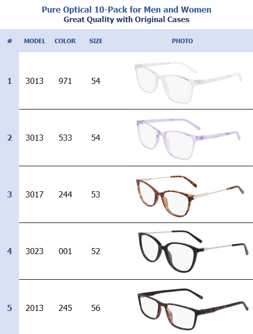 Pure Optical 10-Pack for Men and Women