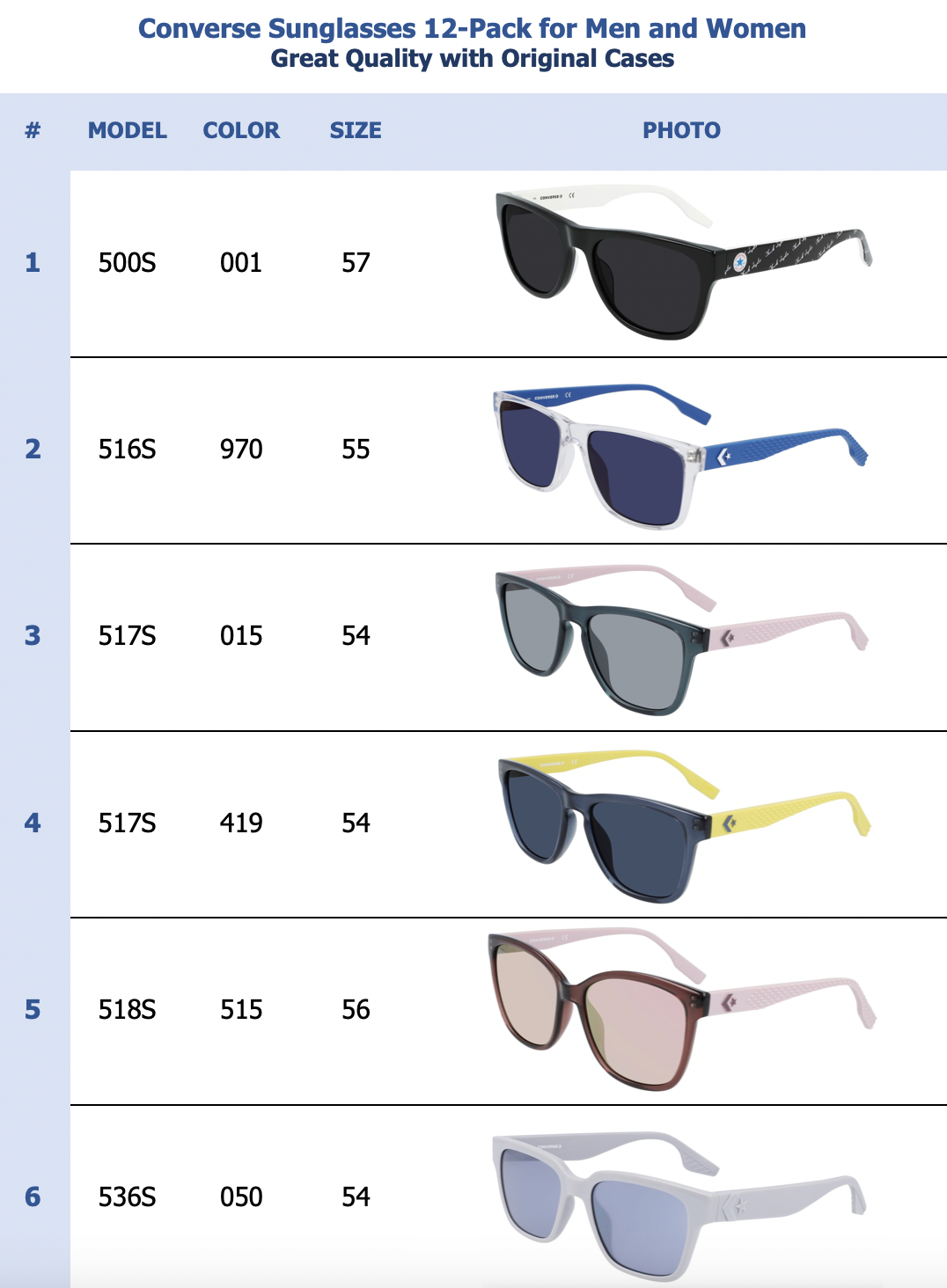 Converse Sunglasses 12-Pack