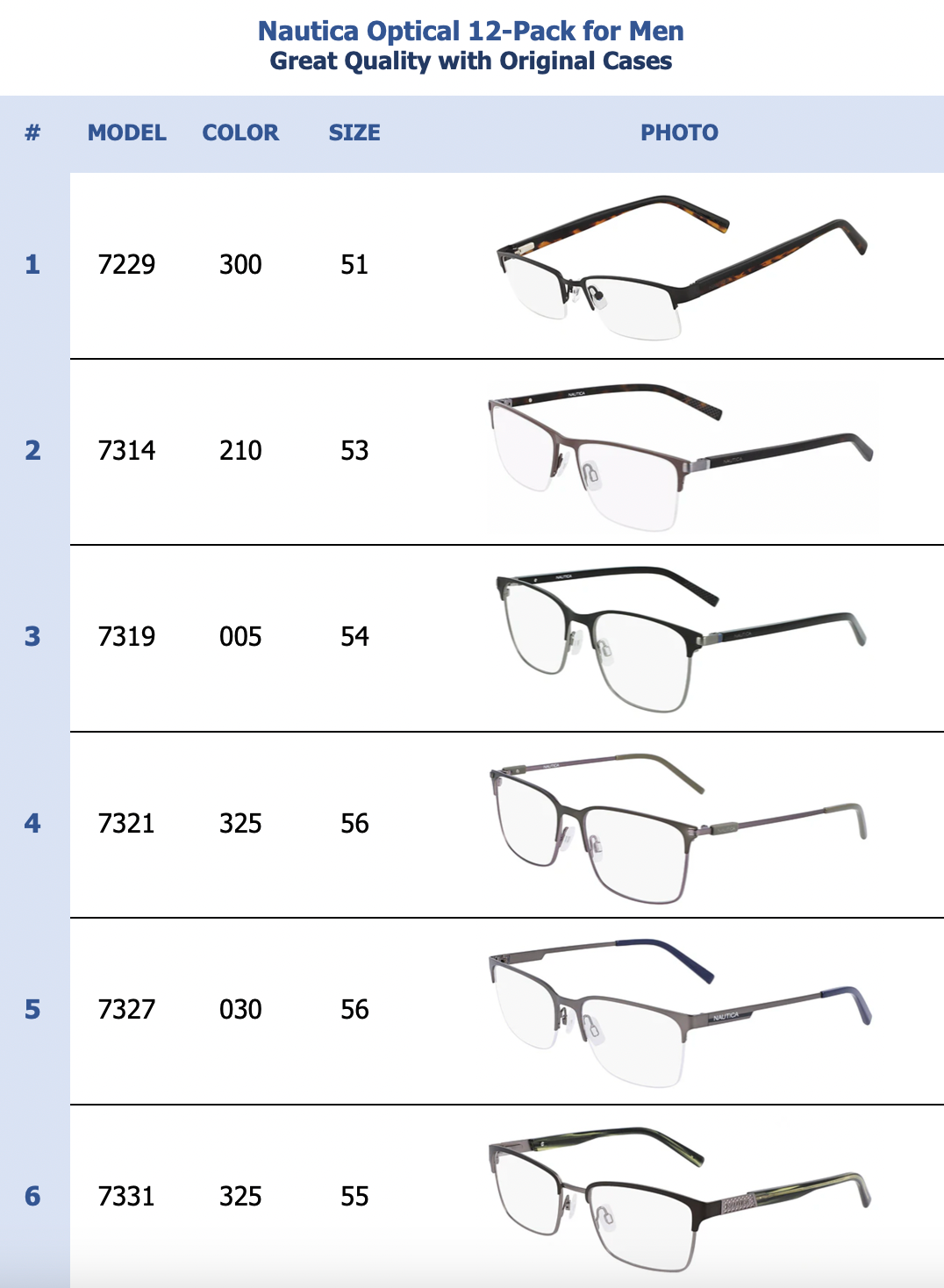 Nautica Optical 12-Pack for Men