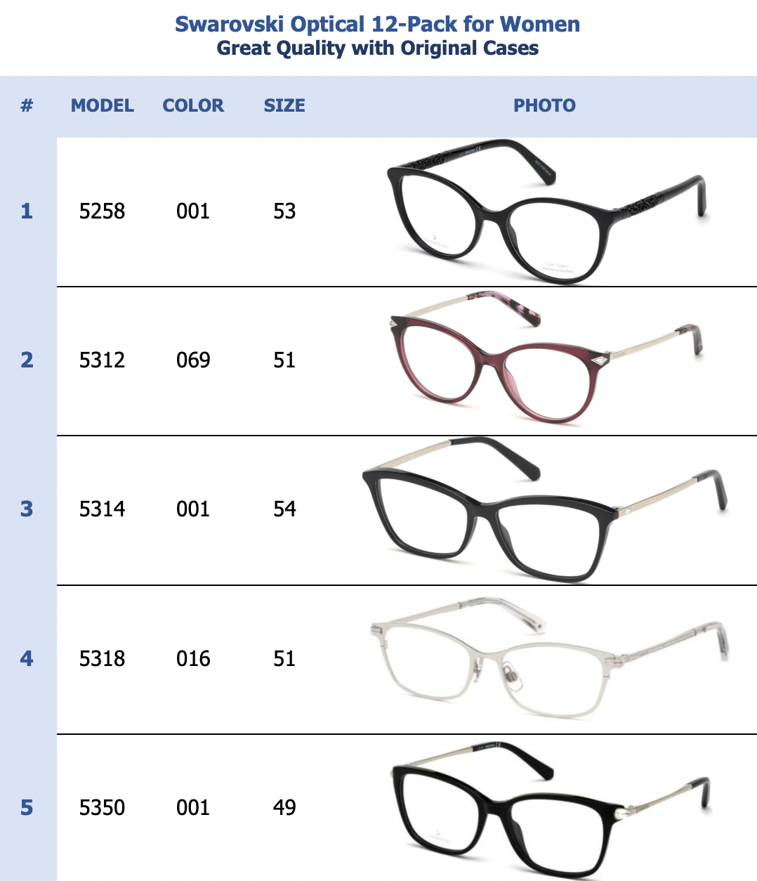 Swarovski Optical 12-Pack for Women