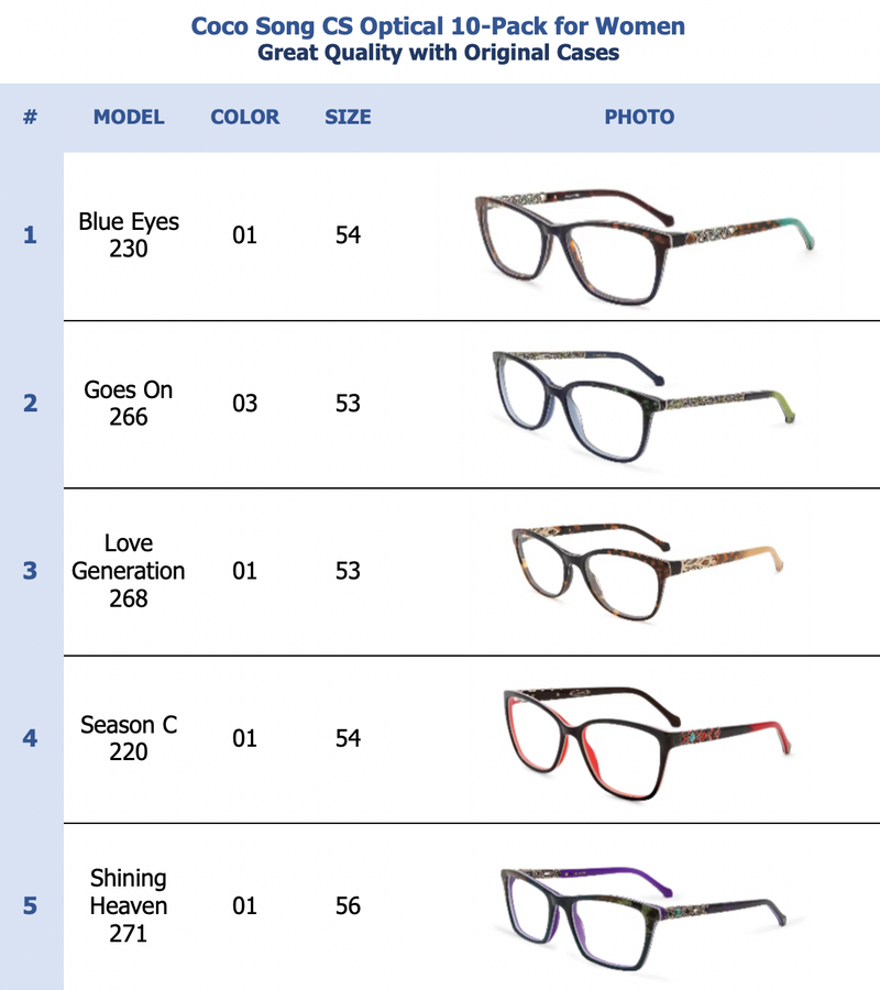 Coco Song CS Optical 10-Pack for Women