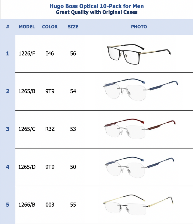 Hugo Boss Optical 10-Pack for Men