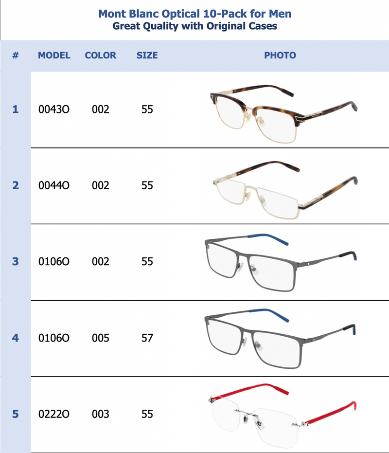 Mont Blanc Optical 10-Pack for Men