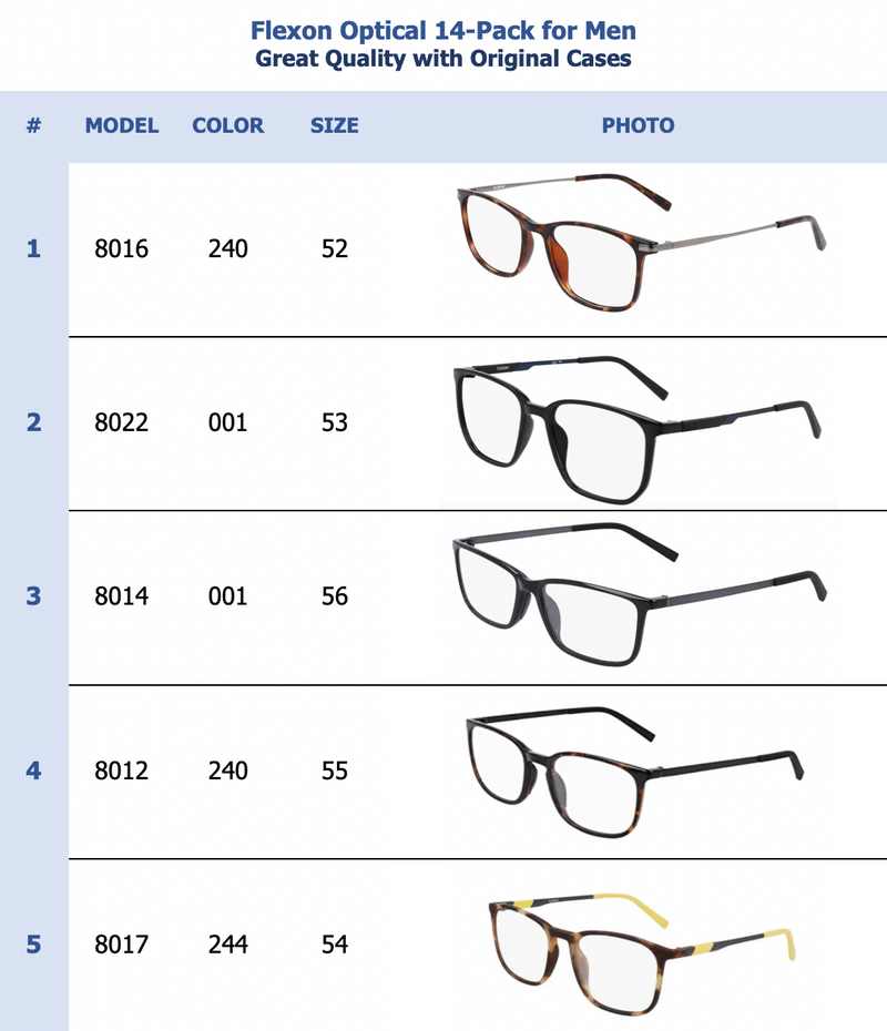 Flexon Optical 14-Pack for Men