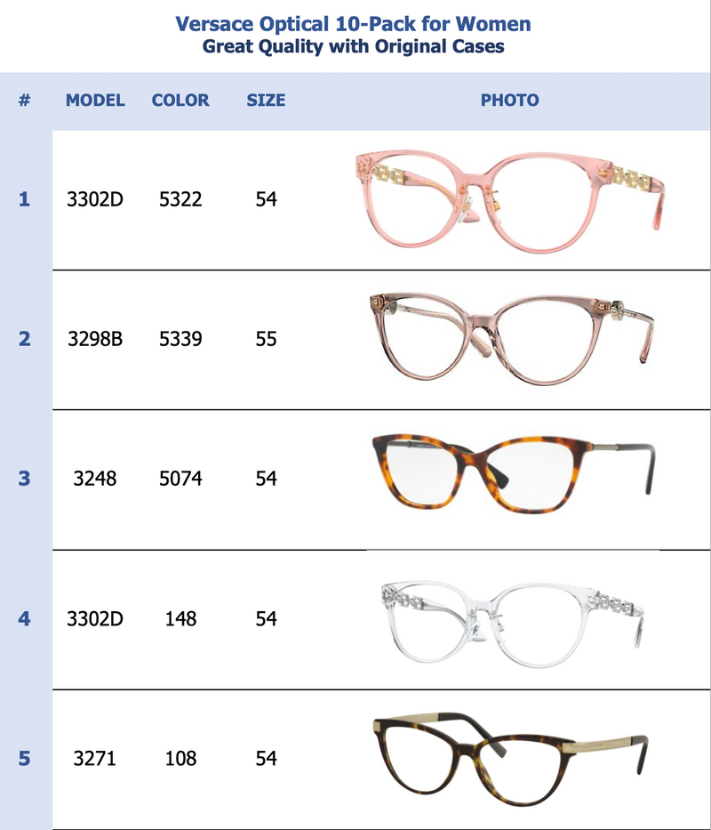 Versace Optical 10-Pack for Women