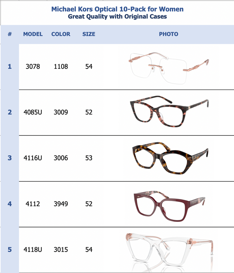Michael Kors Optical 10-Pack for Women