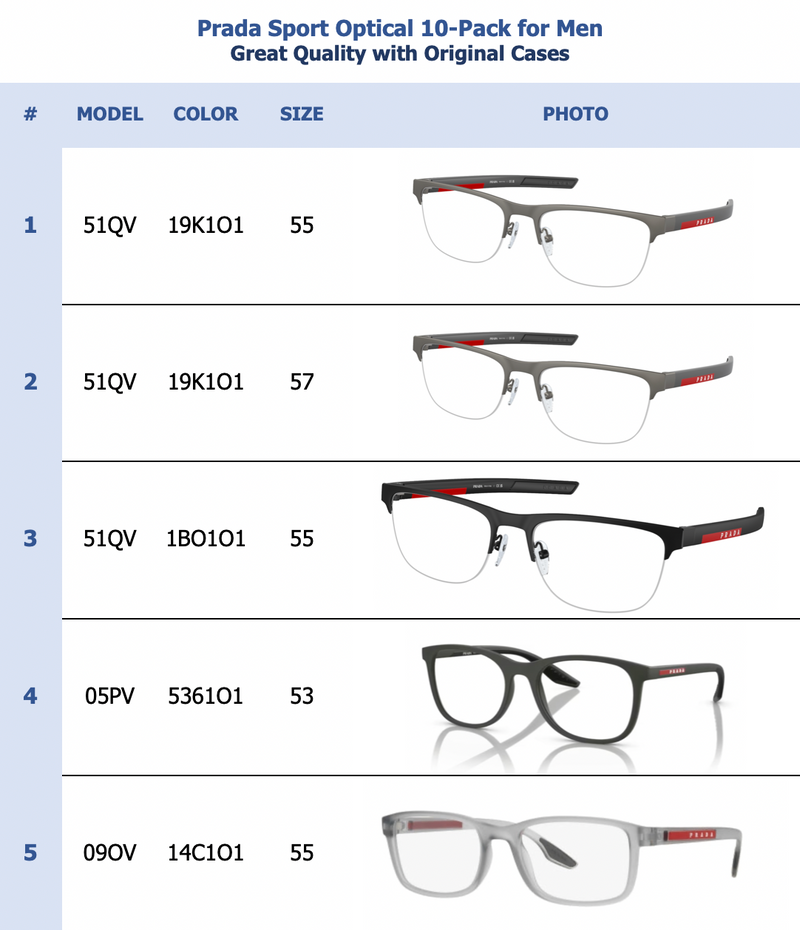 Prada Sport Optical 10-Pack for Men