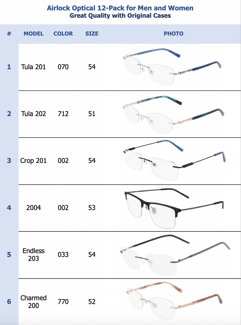 Airlock Optical 12-Pack for Men and Women