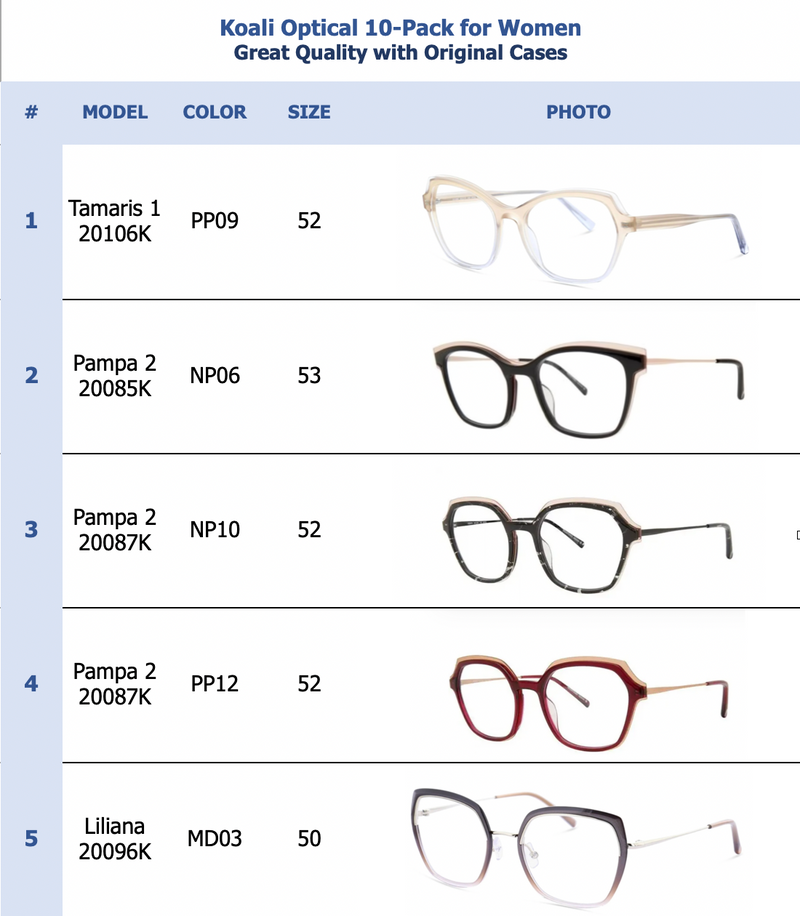 Koali Optical 10-Pack for Women