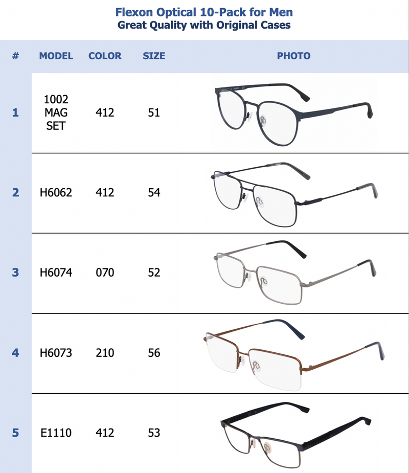 Flexon Optical 10-Pack for Men