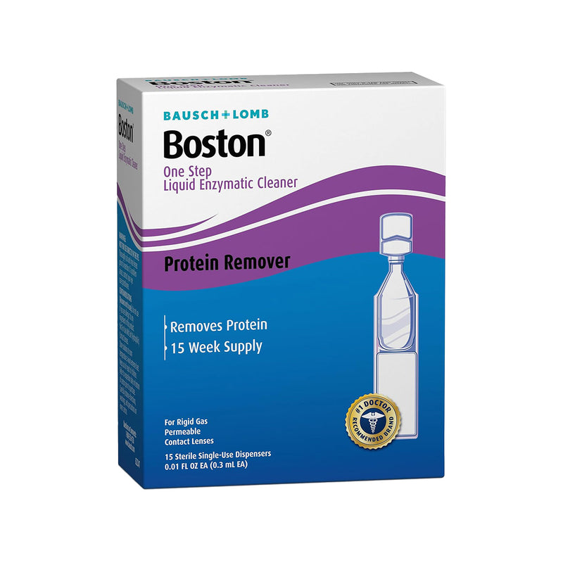 Boston One Step Liquid Enzymatic Cleaner, Protein Remover, 0.01 Fl Oz (1 Box of 15 Dispensers)