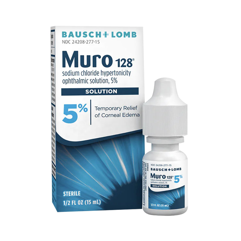 Muro 128 Eye Drops, Temporary Relief for Corneal Edema, 5% Solution, 0.5 Fl Oz