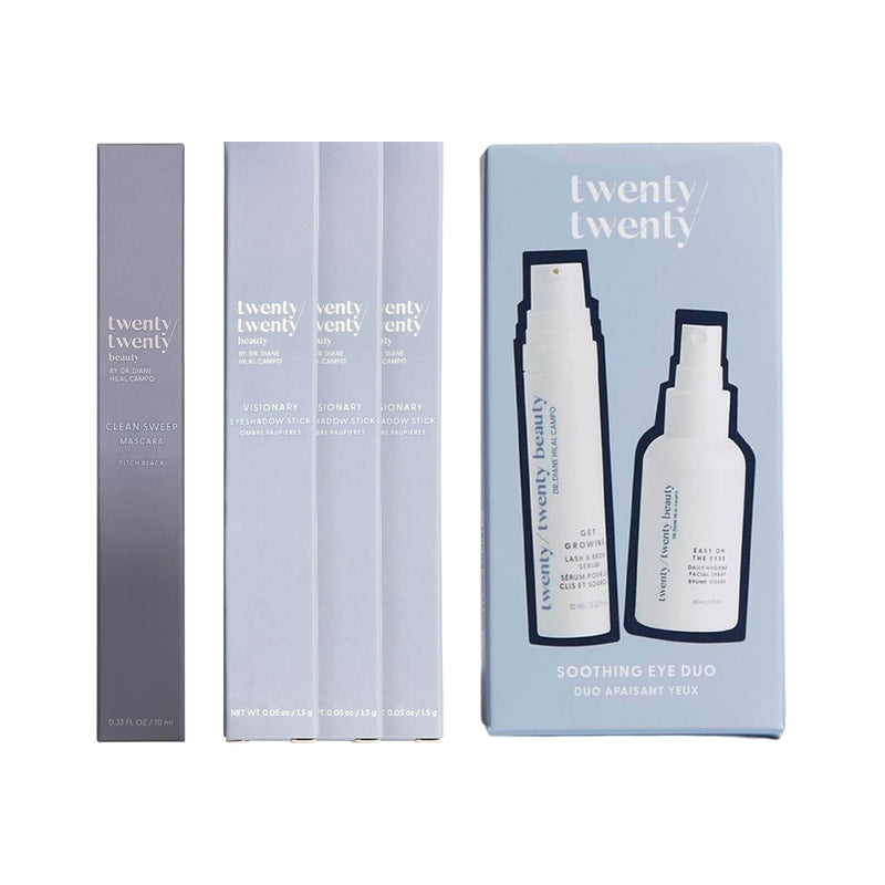 Twenty/Twenty Beauty Starter Set: Facial Spray, Eyeshadow Sticks, Lash & Brow Serum & Mascara