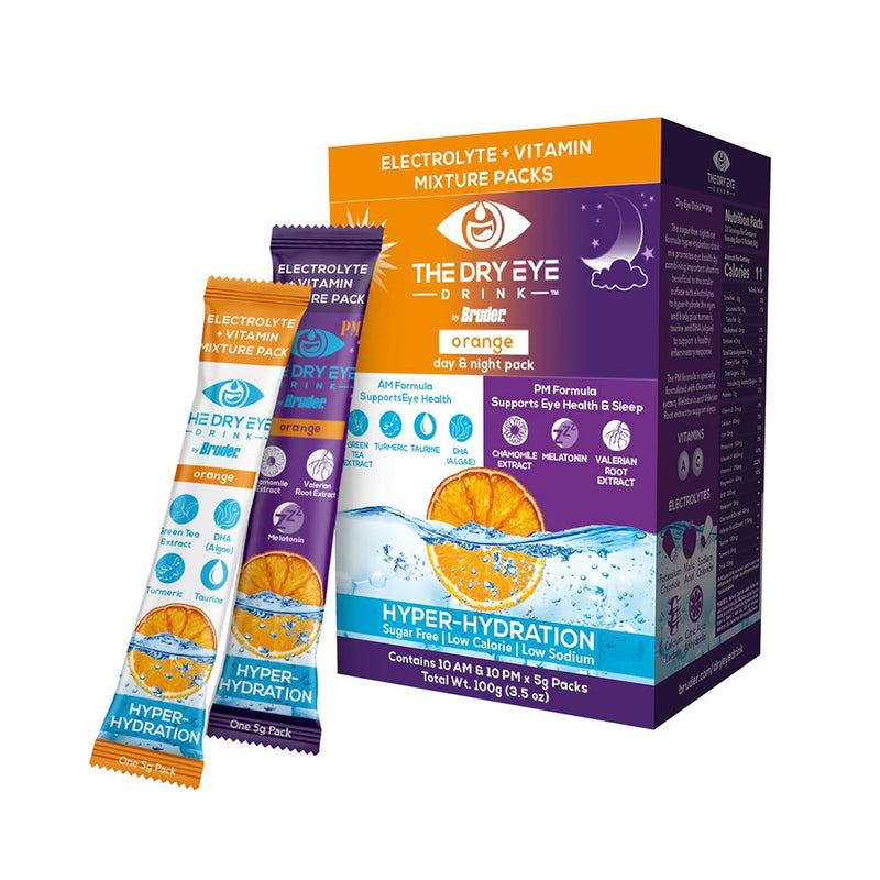 Dry Eye Drink™ Complete Set – Daytime & PM Hydration for Dry Eyes (Orange, 20 Packets) 10 each