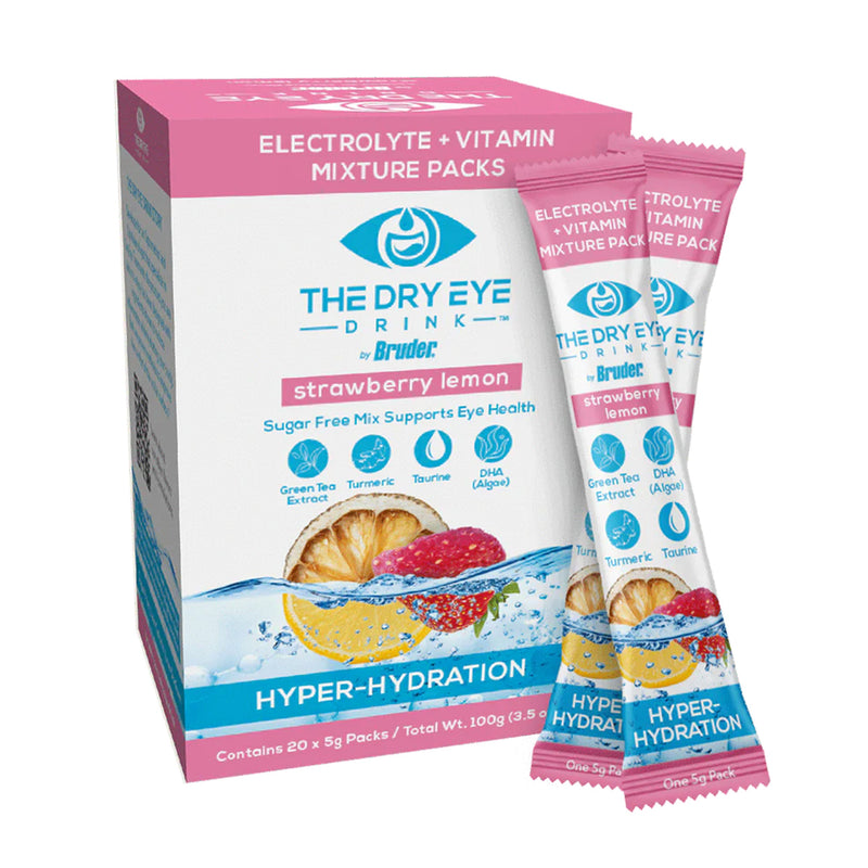 Dry Eye Drink™ Daytime – Doctor-Formulated Electrolyte Hydration for Eye Health (Strawberry Lemonade, 20 Packets)
