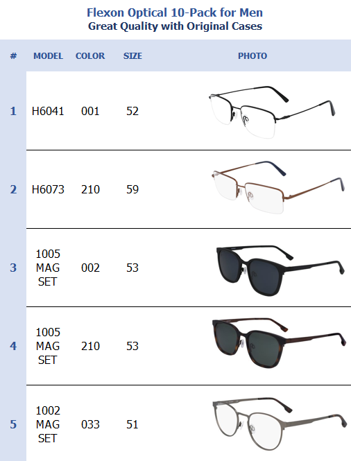 Flexon Optical 10-Pack for Men