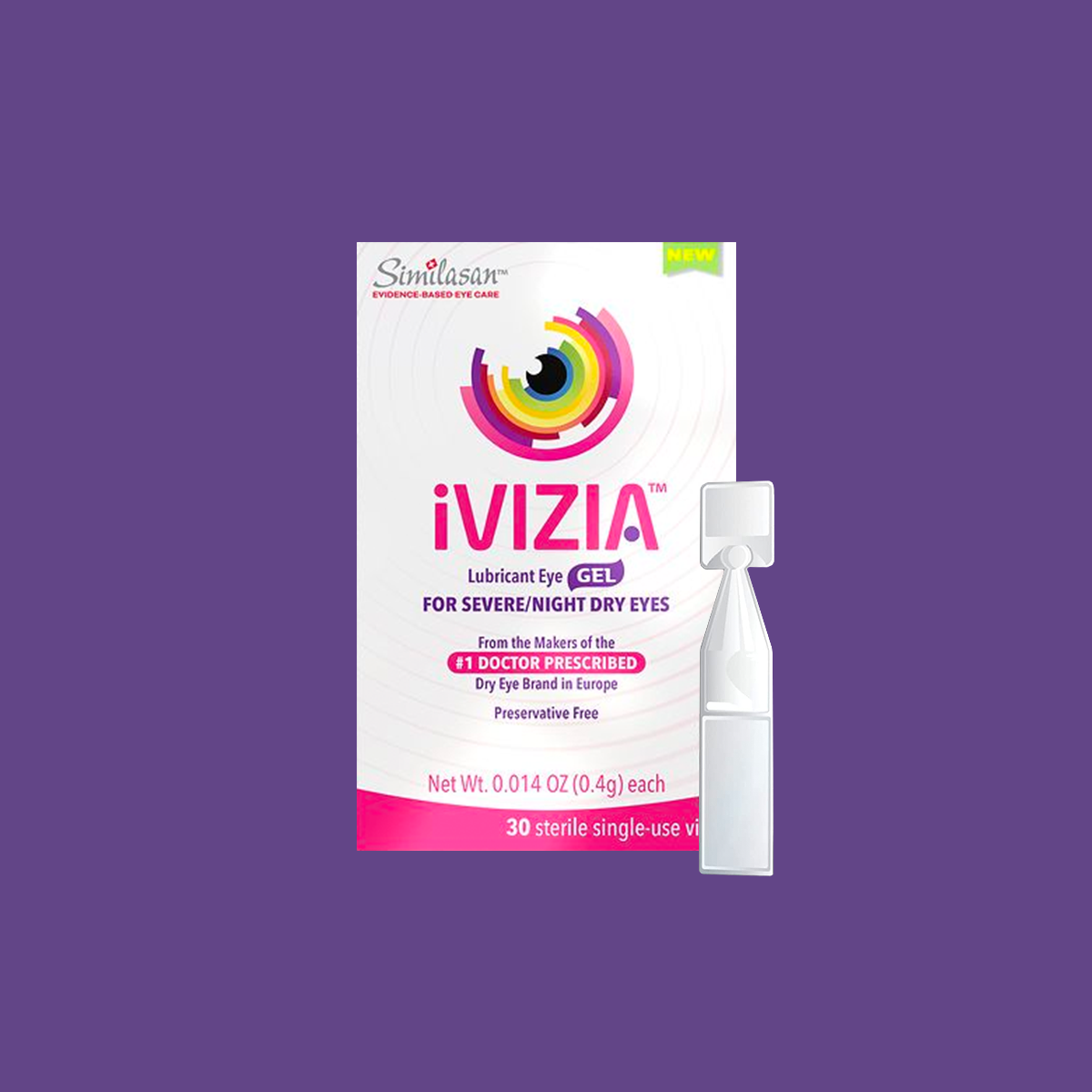 iVIZIA Lubricant Eye Gel for Severe and Nighttime Eye Relief, Preservative-Free, 30 Sterile Single-Use Vials