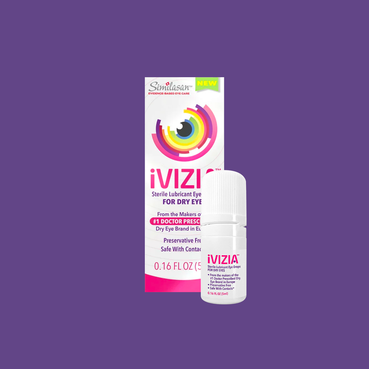 iVIZIA Sterile Lubricant Eye Drops, Preservative-Free, Contact Lens Friendly, 0.17 fl oz (5ml bottle)