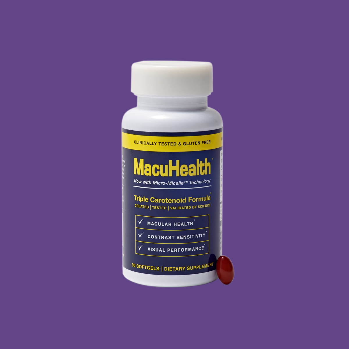 MacuHealth Triple Carotenoid Formula for Adults - Eye Vitamins (90 Softgels, 3 Month Supply)