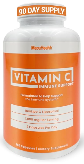 Macuhealth Liposomal Vitamin C 1000MG Per Serving - High Bioavailablity Vitamin with Fat-Soluble Antioxidants and Enhanced Absorption (180ct)