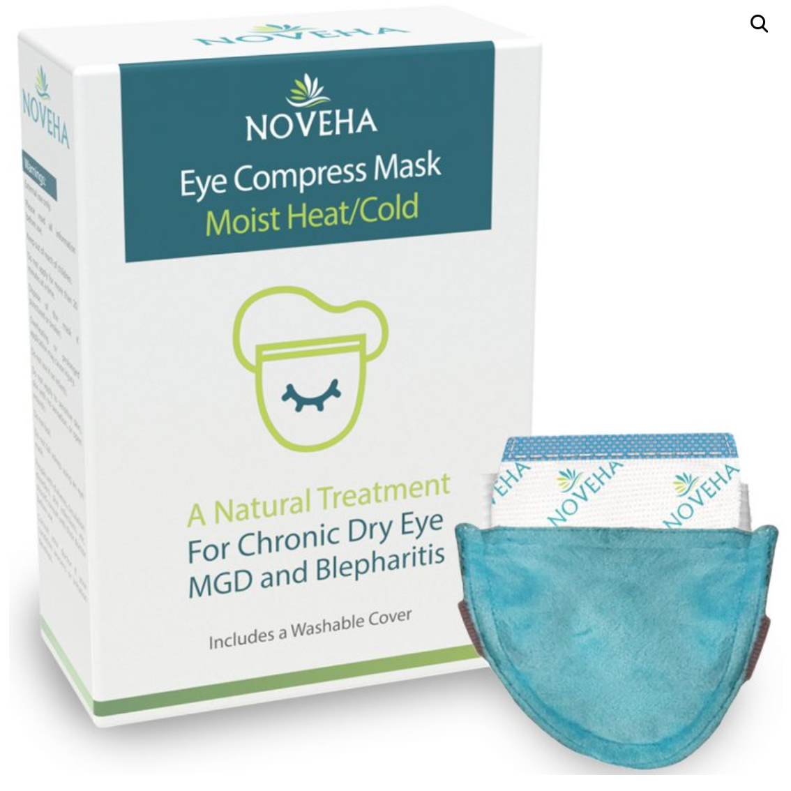 Noveha Dry Eye Mask with Washable Cover, Microwavable (Single-Eye)