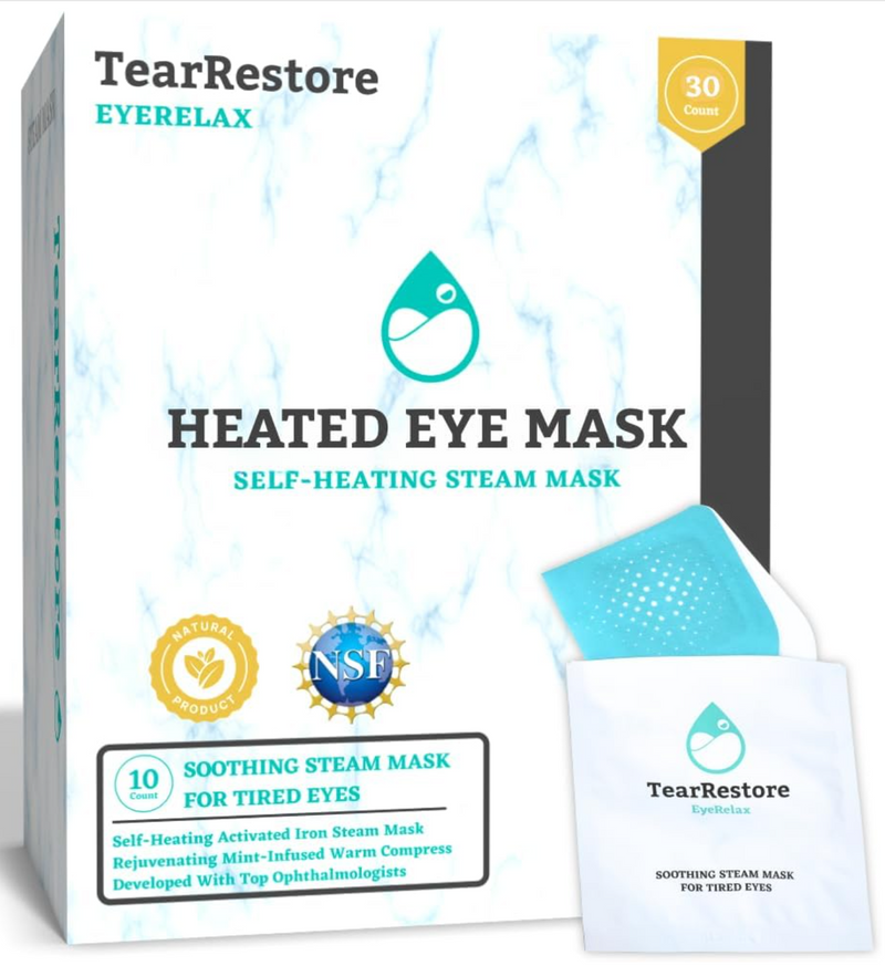TearRestore EyeRelax Heated Eye Mask - Self Heating Mint Infused Steam Mask (10-pack)
